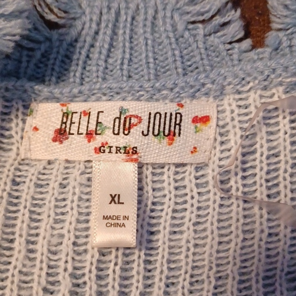 BELLE DU JOUR, SWEATER, WITH AEROPOSTALE HIGH RISE FLARE JEANS, SIZE 000. - Picture 11 of 15